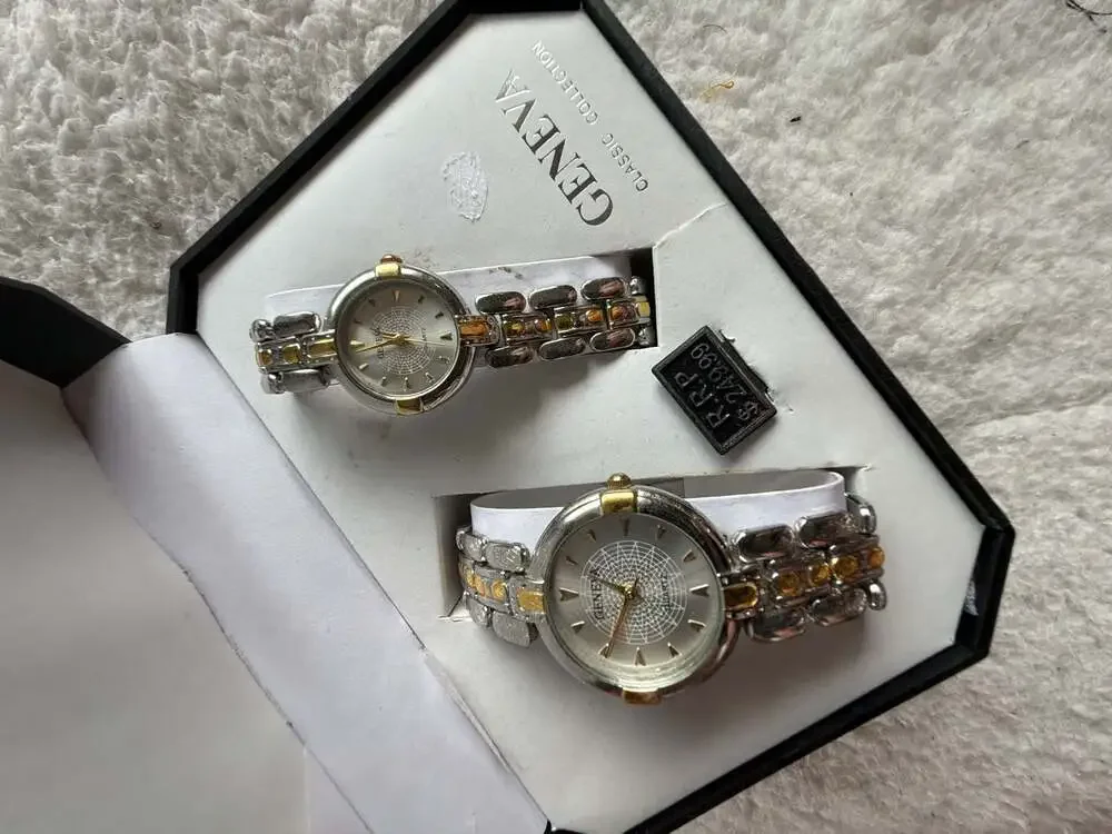 Geneva Classic Collection Matching His and Hers Quartz Wrist Watch Gift Set